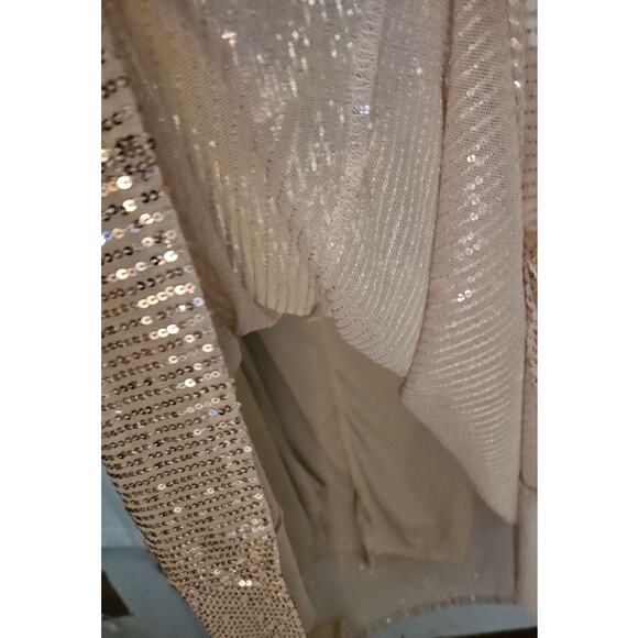 Gold Sequin Flowing 1920's Style Evening Gown Dress Size XL Waist 34 Bridesmaid - Picture 12 of 13